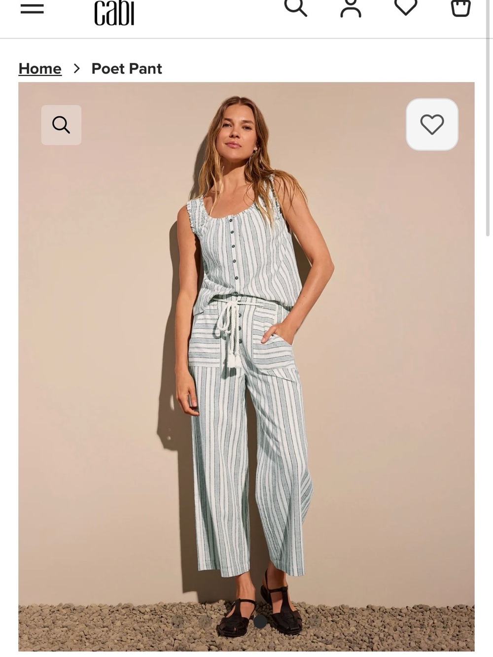 Cabi Poet Wide-Leg Pant & Top — Cream & Blue Stripe